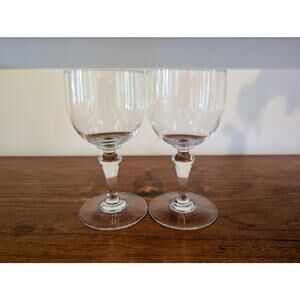 Set of 2 Baccarat Normandie Tall Water Goblets 6.5" | French Crystal | Signed
